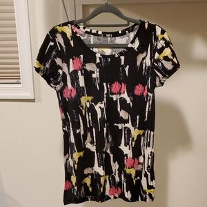 Daisy Fuentes Women's Abstract Shortsleeve Top Sz Medium